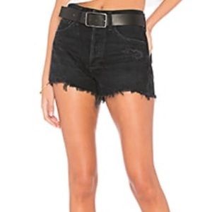 AGOLDE Parker Black Cutoff Denim Jean Shorts Frayed Hem Size 27